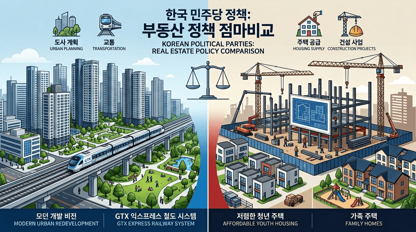 이재명 후보 부동산 정책 대형 철도와 용적률 확대 포함 국민의힘 공약 대조 분석
