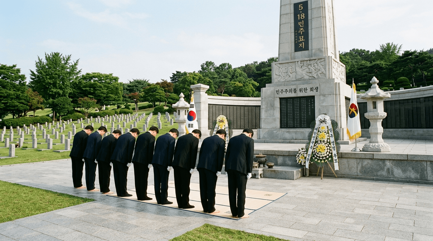 "오월 정신 꽃피우겠다"…법무장관, 檢지휘부와 5·18묘지 첫 참배