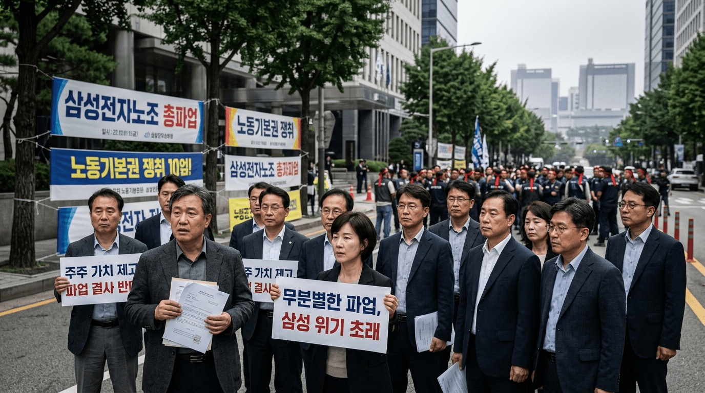 삼성전자 신규 투자자 모임 파업 움직임에 강력 반발 "국가 경제 위협" 목소리 높여