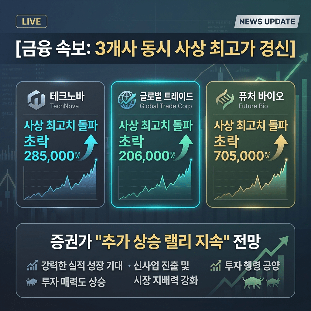 동시 최고가 경신한 3개 기업... 증권업계 "상승세 지속 전망" [주식 포커스]
