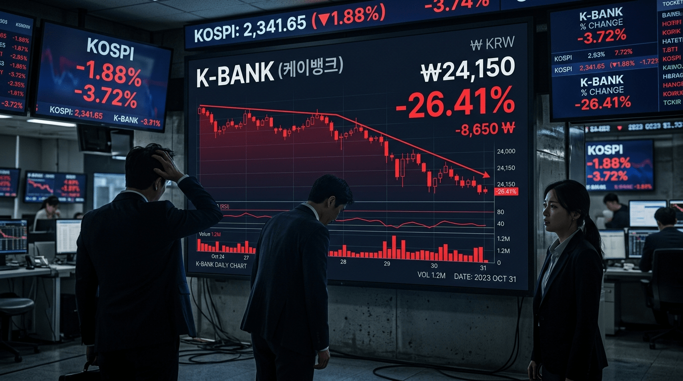 케이뱅크 상장 30일 공모가보다 26% 하락 거래량 부족으로 회복세 주춤